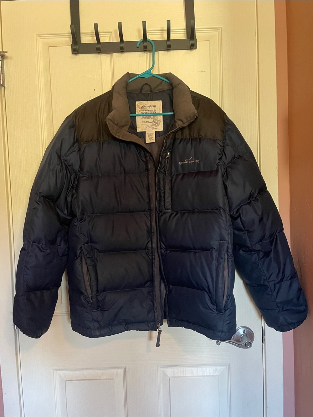 Eddie Bauer Navy and Black Men's Down Puffer Jacket